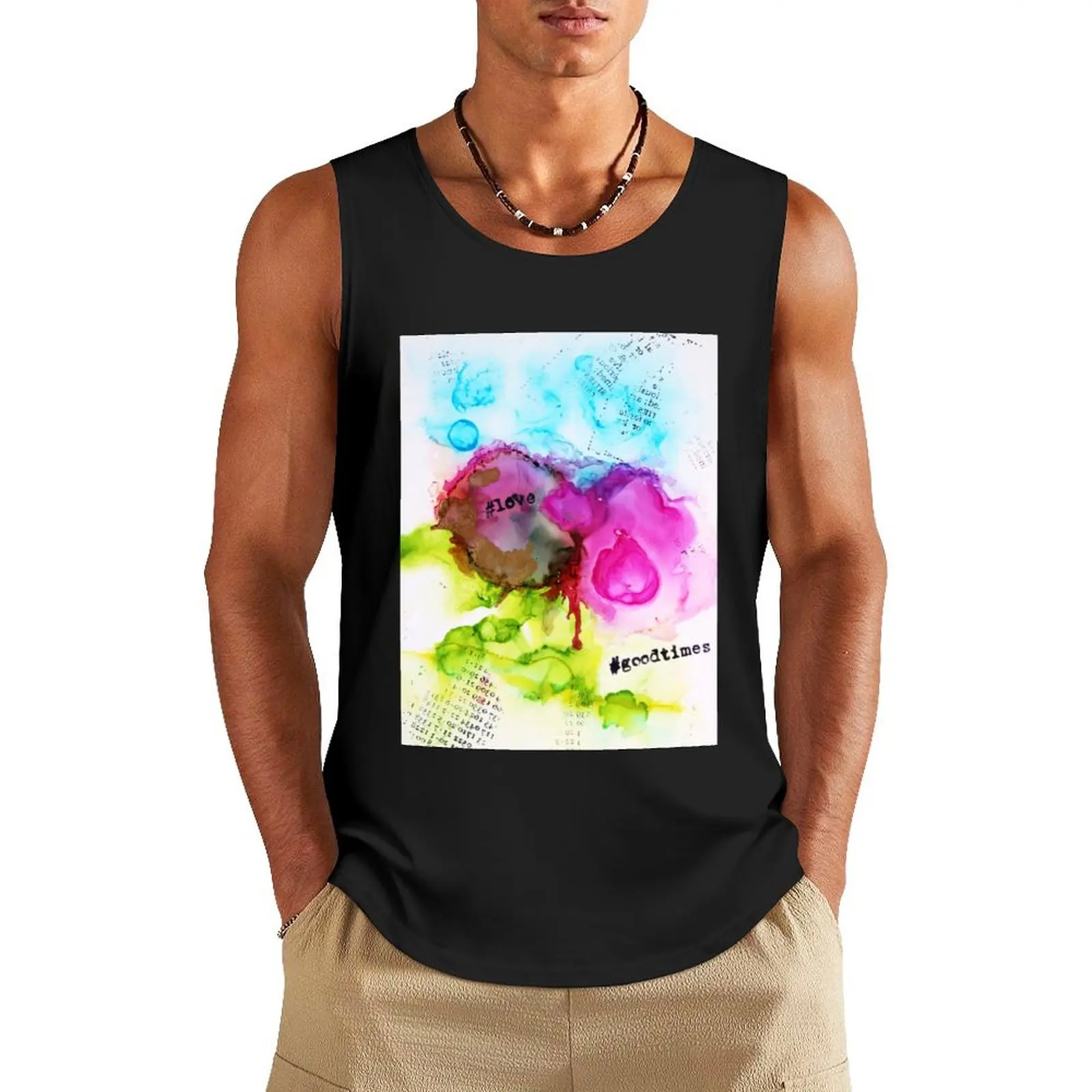 

One love (happy art) Tank Top summer 2025 Men sleeveless tee Men's vest