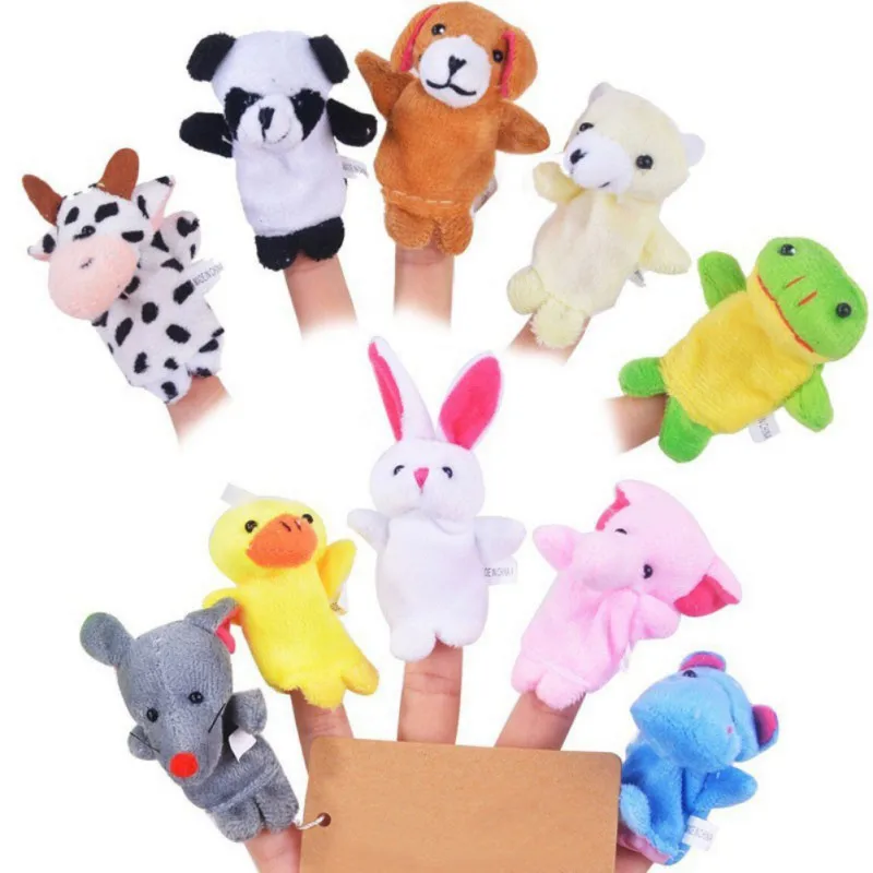 10Pcs Velvet Cute Animal Finger Puppets Panda Rabbit Elephant Party Favors Gift