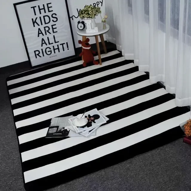 Checkerboard Stripes Bedroom Floor Mat Baby Cartoon Crawling Rug Door Mat Non Slip Carpets In The Bedroom Kids Carpet Home Decor