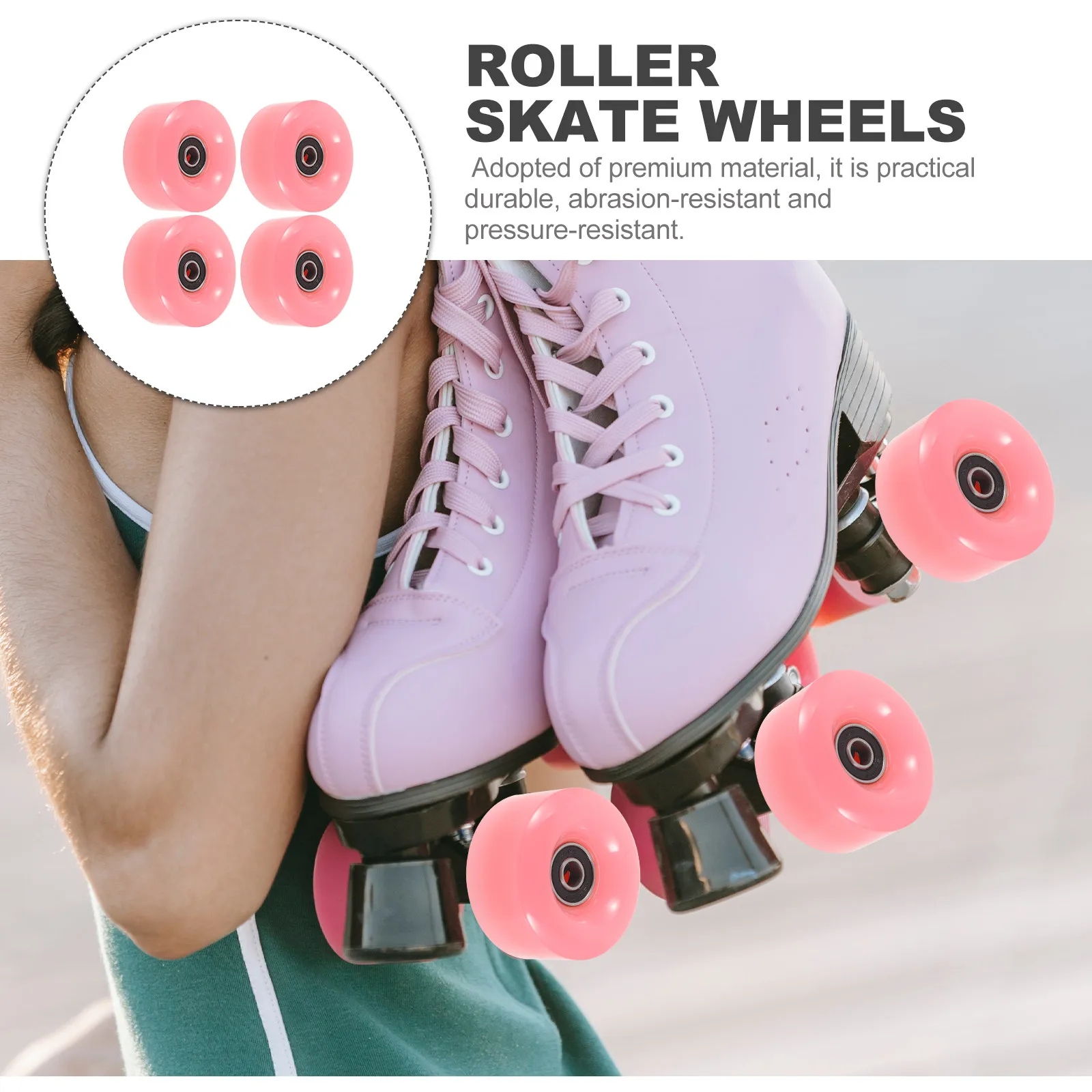 

4Pcs Roller Skate Wheels PU Metal Outdoor Indoor Skating Wheels for Concrete Asphalt Wood Tile Double Row Roller Skates