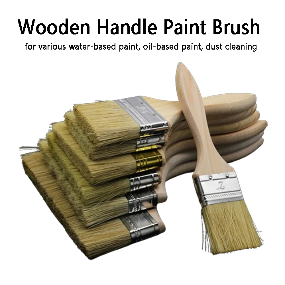 1/2/3/4/5/6/8 Inch Wooden Handle Paint Brush Bristle Brush for Furniture Home Wall Painting Dust Cleaning Tool