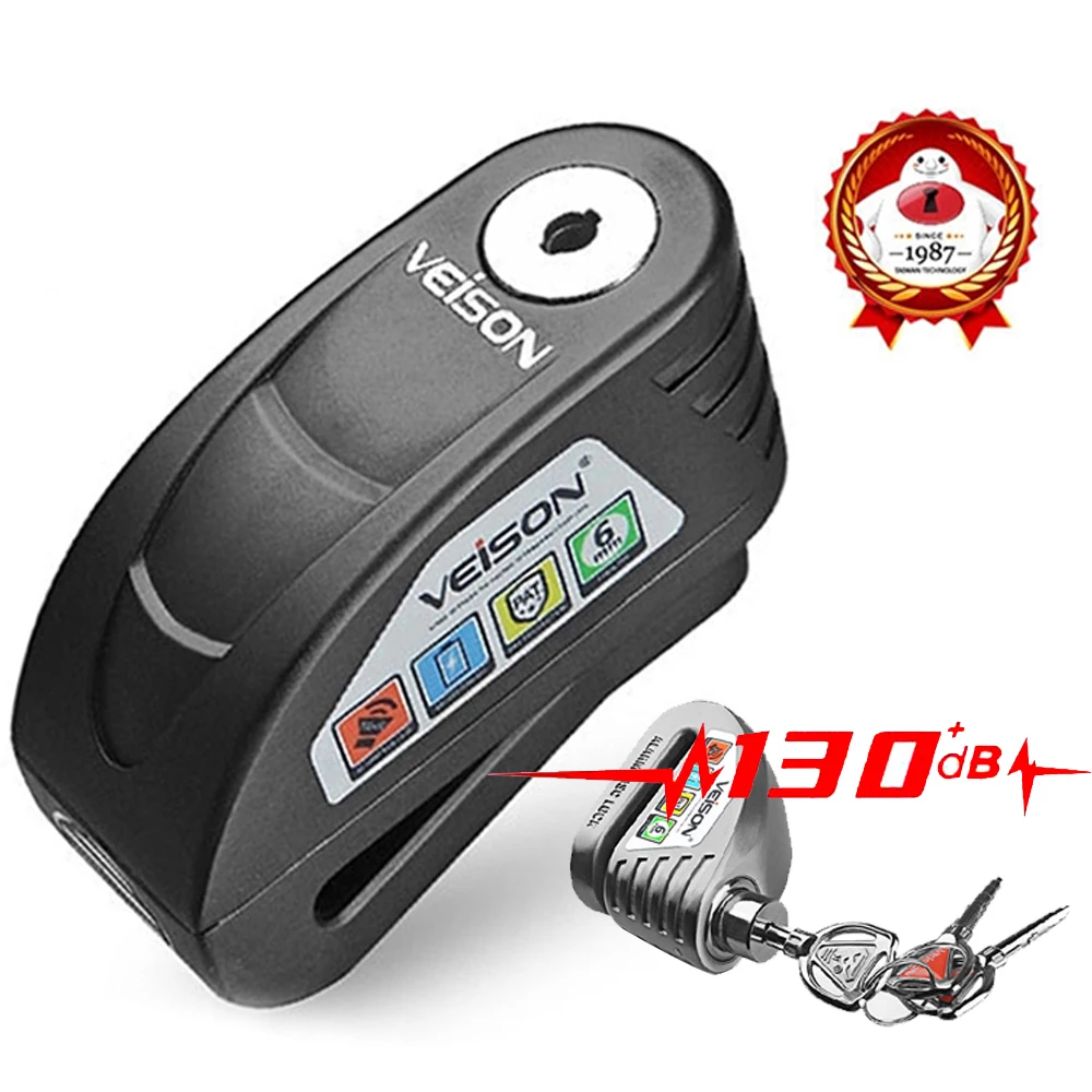 AliExpress NONE Brake Rotor Padlock Disc Motorcycle Alarm Lock Bike Disc Lock Warning 130DB Security Anti Theft Waterproof Brake Locks Moto Lock
