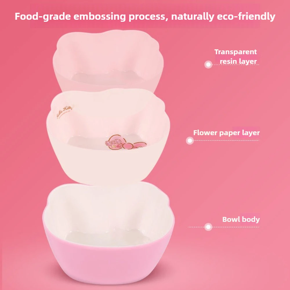 Sanrio Tableware Hello Kitty Tableware Baby Supplementary Food Bowl Household Salad Fruit Plate Children Cartoon Water Cup Bowl