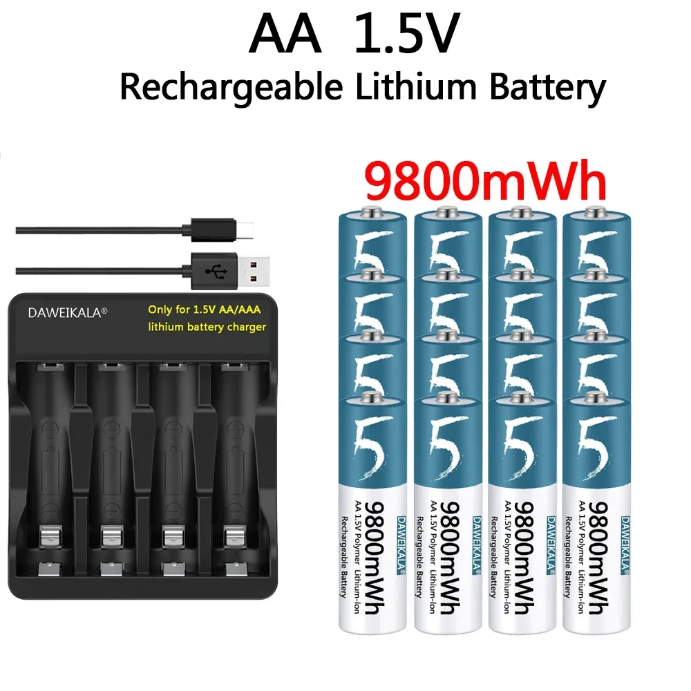 

1.5V AA Battery Rechargeable Lithium-ion Battery AA Battery for remote control mouse fan Electric toy with USB charger