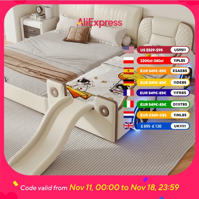 

Toddler Boys Girls Bed Modern Luxury Design Baby Single Children Beds Mattress Space Saving Cuna Colecho Bebe Home Furniture