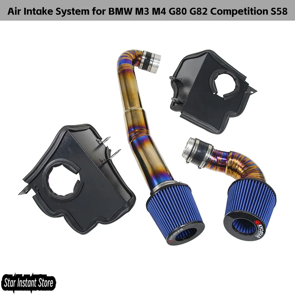 

Титановая система впуска холодного воздуха 3,5 дюйма для соревнований BMW M3 M4 G80 G82 2021+, высокопроизводительный воздушный фильтр из углеродного волокна