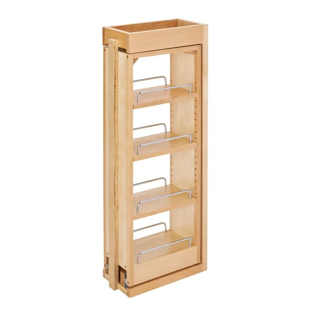 

6W x 30H Pull Out Shelf Organizer for Between Wall Kitchen Cabinets, Filler Spice Rack amp Seasoning Storage Holder, Maple Wood