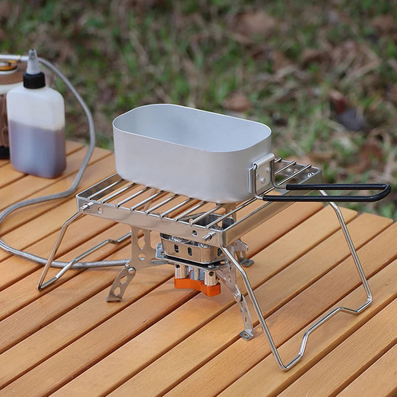 Baking Pan Folding Stand Outdoor Stainless Steel Stove Holder Camping Portable Folding Mini Barbecue Rack