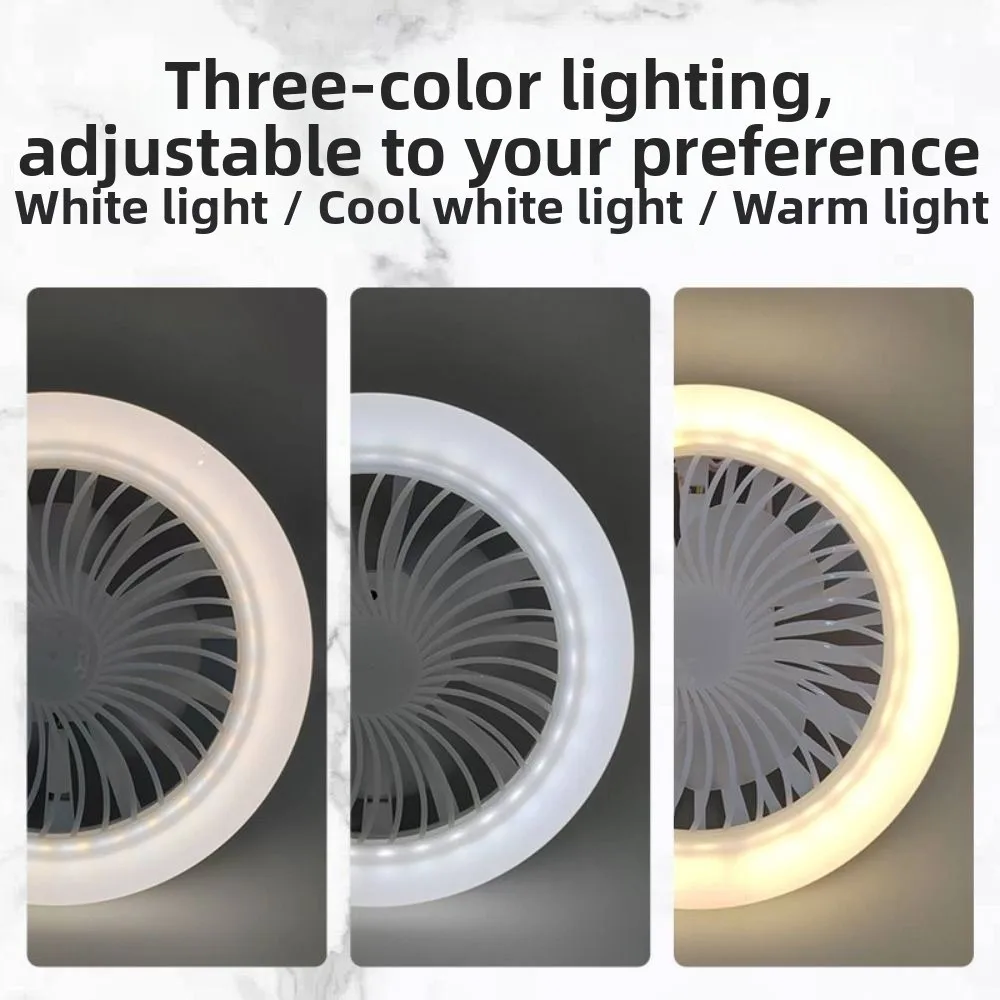USB Rechargeable Ceiling Fan Light Super Quiet Energy Saving Hanging Fan Lamp Hooked & Stand Design 3 Color Light Modes