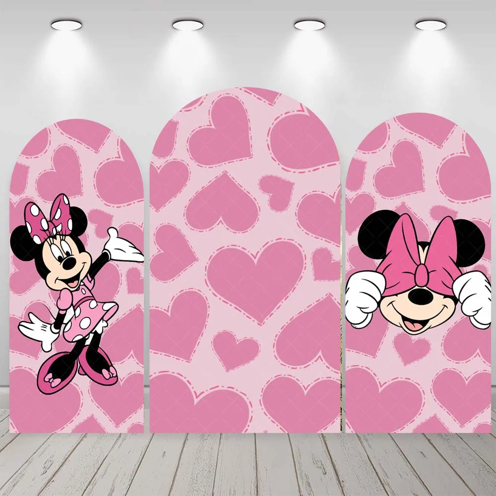 Cartoon Pink Cute Minnie Disney Mouse Baby Kids Girl Birthday Party Arch Backdrop Custom Kids Room Photo Poster Decor Background