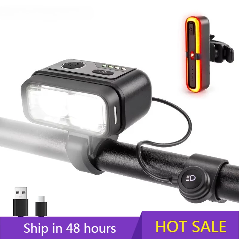 

POWER LEAPPINNAMAX LED Bicycle Riding Headlight & Brake Tail Light Combination Set 3200mAh Li Battery Waterproof USB Charging Li