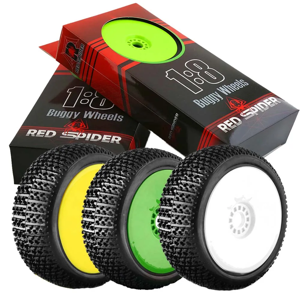 4Pcs 1/8 Nitro Off‑Road Buggy Tires Wheel Rims 17mm Hex For HSP HPI Kyosho ZD Redcat Traxxas 1:8 RC Car Spare Parts
