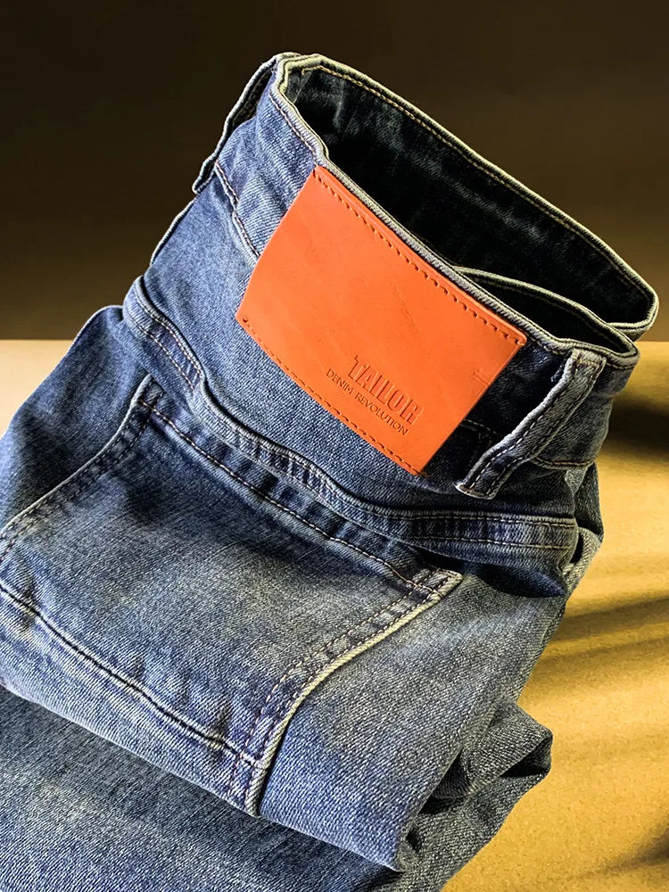 جينز ريترو مغسول للرجال لخريف 2025 اتجاه جديد بقصة ضيقة صغيرة مستقيمة القدم غير رسمية متعددة الاستخدامات سراويل رجالية راقية #1