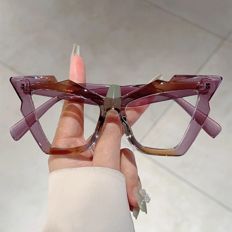 KAMMPT Vintage Cat Eye Brille Frauen Mode Übergroßen Multi-farbe Optische Rahmen Trendy Luxus Marke Design Dekor Brillen
