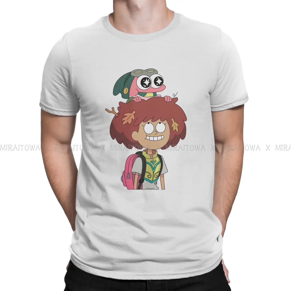 Amphibia Frog Anime Anne and Sprig  T Shirt Grunge Men's Tees Summer Cotton Tops Harajuku Crewneck TShirt