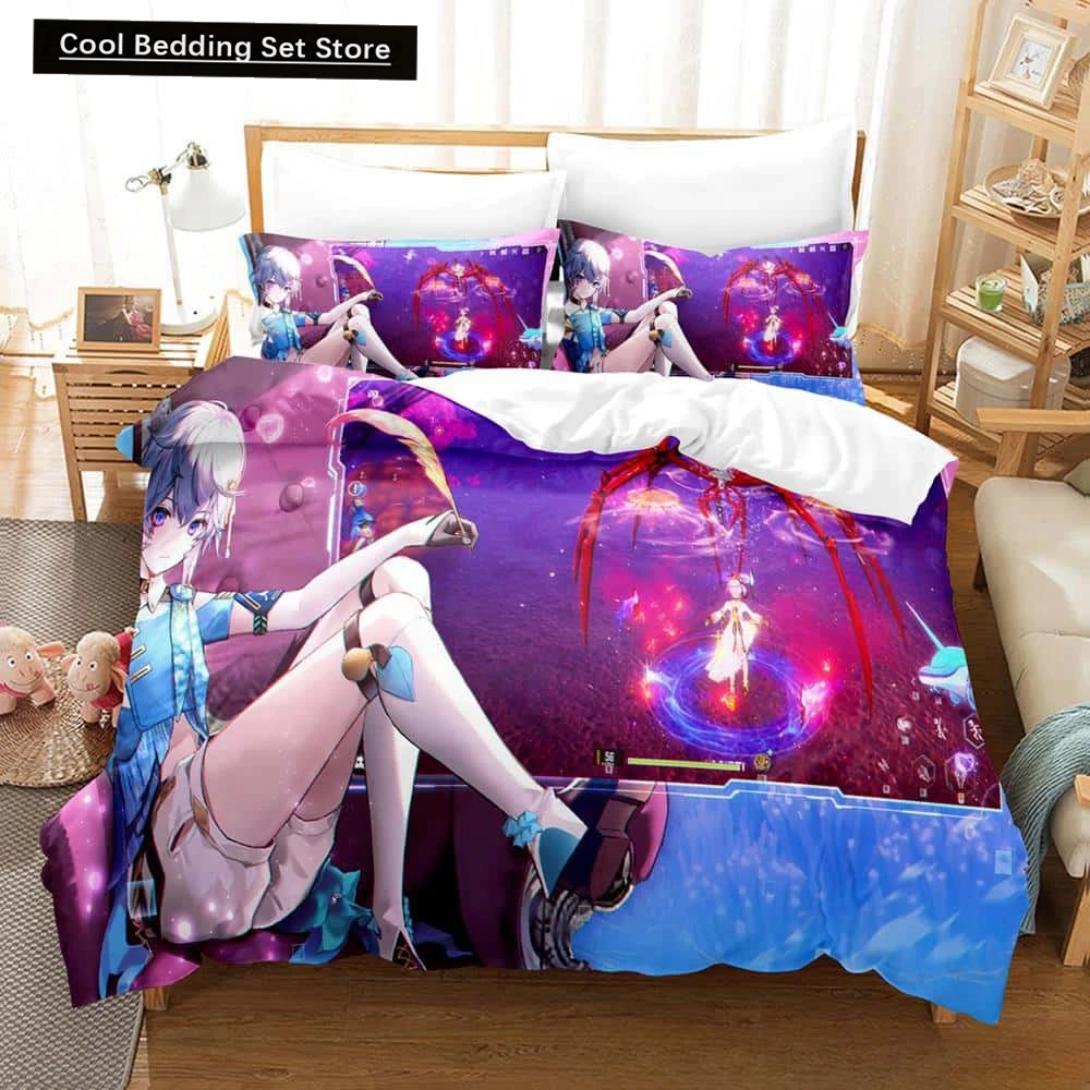 

3D Printing Game Tower of Fantasy Anime Bedding Set Single Twin Full Queen King Size Bed Set Adult Kid Bedroom Duvetcover Sets