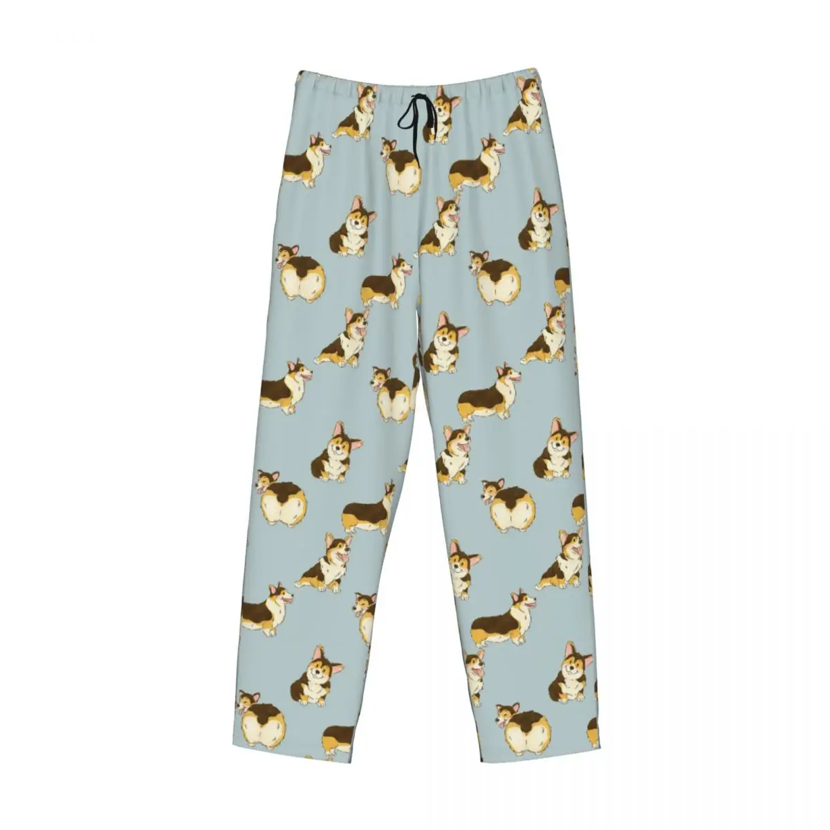Custom Tri Color Corgi Dog Pajama Pants Men Sleepwear Sleep Lounge Bottoms with Pockets