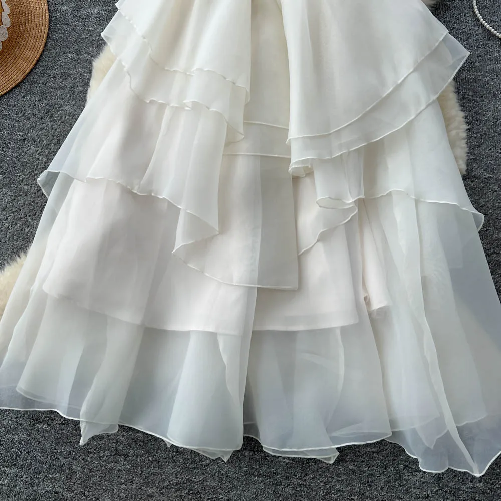 Vintage élégant sans manches floral robe à manches longues décontracté français femmes mode automne printemps robes