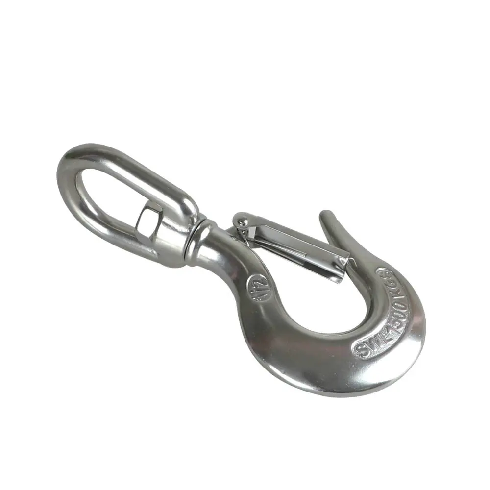 HQ 0.15-1.5T Heavy Duty Marine Grade 316 Stainless Steel Lifting Chain Hoist Eye Swivel Cargo Hook with Latch