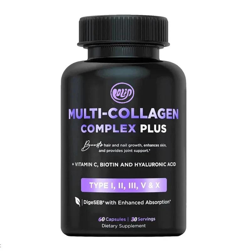 

60 Capsules Of Multi Collagen Biotin, Hyaluronic Acid, Vitamin C Hair Growth Support Supplement For Skin And Nail Beauty Complex