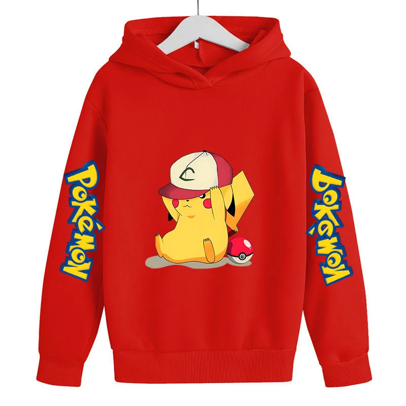 Pokémon Hoodies Sportwear Outdoor sports hooded Pikachu children sports shirt casual street sweater boys and girls birthday gift images - 6