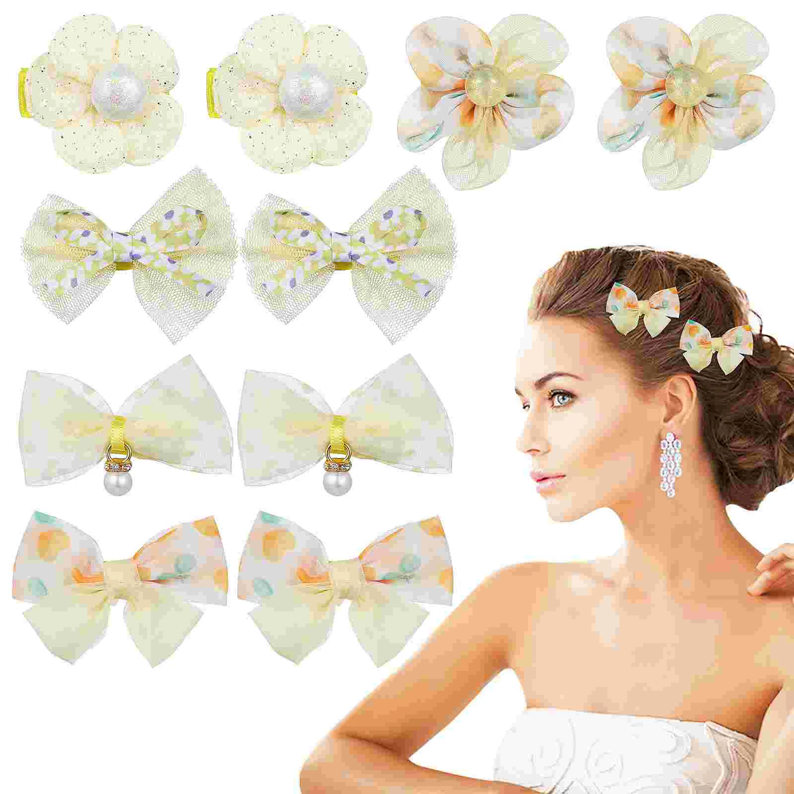 Buckle Bow Hairpin Clip Flower Clips for Women 10 Piece Set Barrette Fabric Baby Child