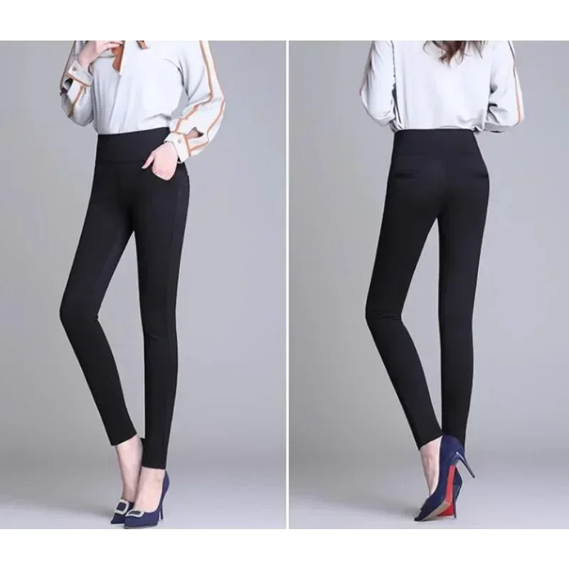 New S-6XL Micro Pants Trousers High Waist Large Size Stretch Tights Women High Waist Straight Pants Work Pants Trousers