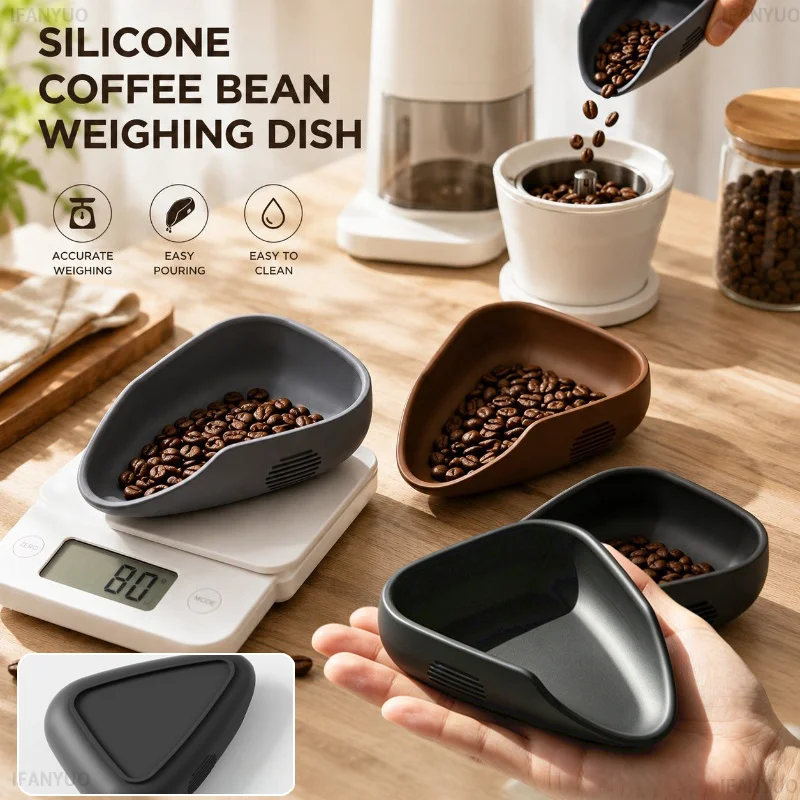 Silicone Coffee Bean Dosing Tray Weighing Dish for Espresso Barista Non Slip Durable Small Scoop Plate Home Coffee Accessories