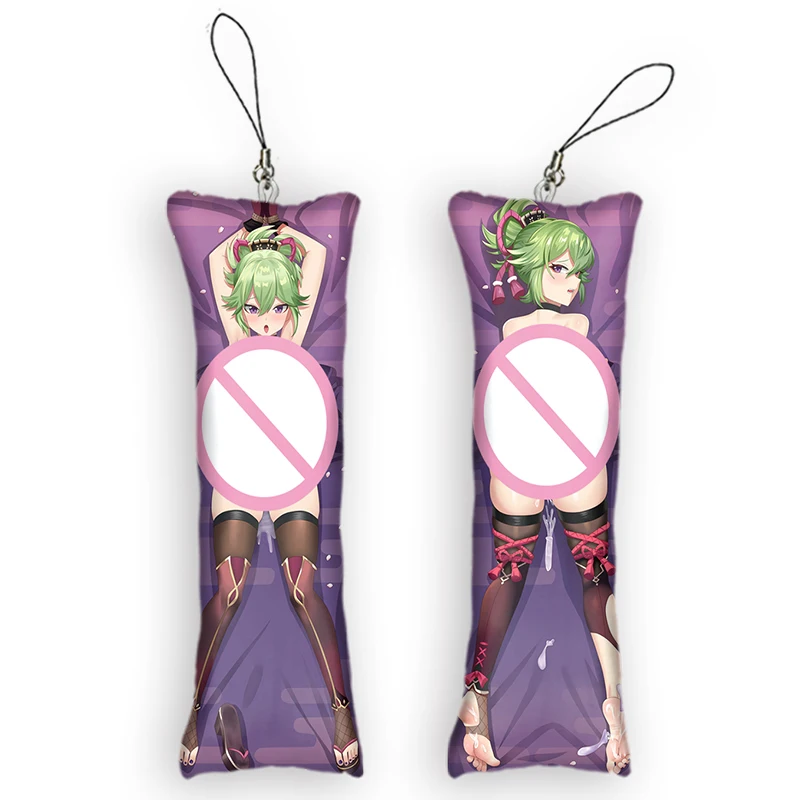 Genshin Impact Mini Pendant Kuki Shinobu Dakimakura Keychain Double Sided Anime Body Mini Pillow Key Chains Cute Gift