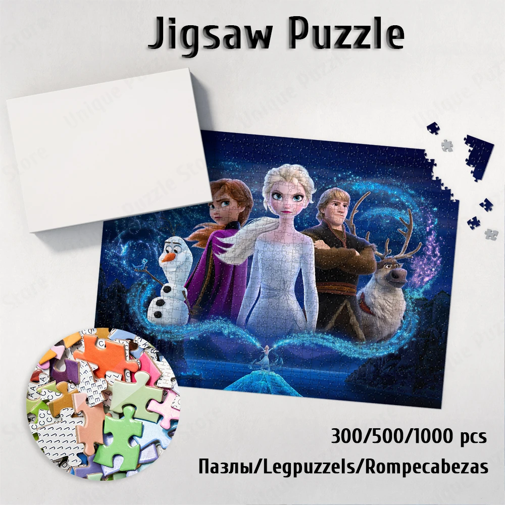 

300/500/1000 Pieces Frozen Jigsaw Puzzles Elsa Anna Hans Olaf Games and Puzzles Children Toys Disney Board Games for Adults Kids