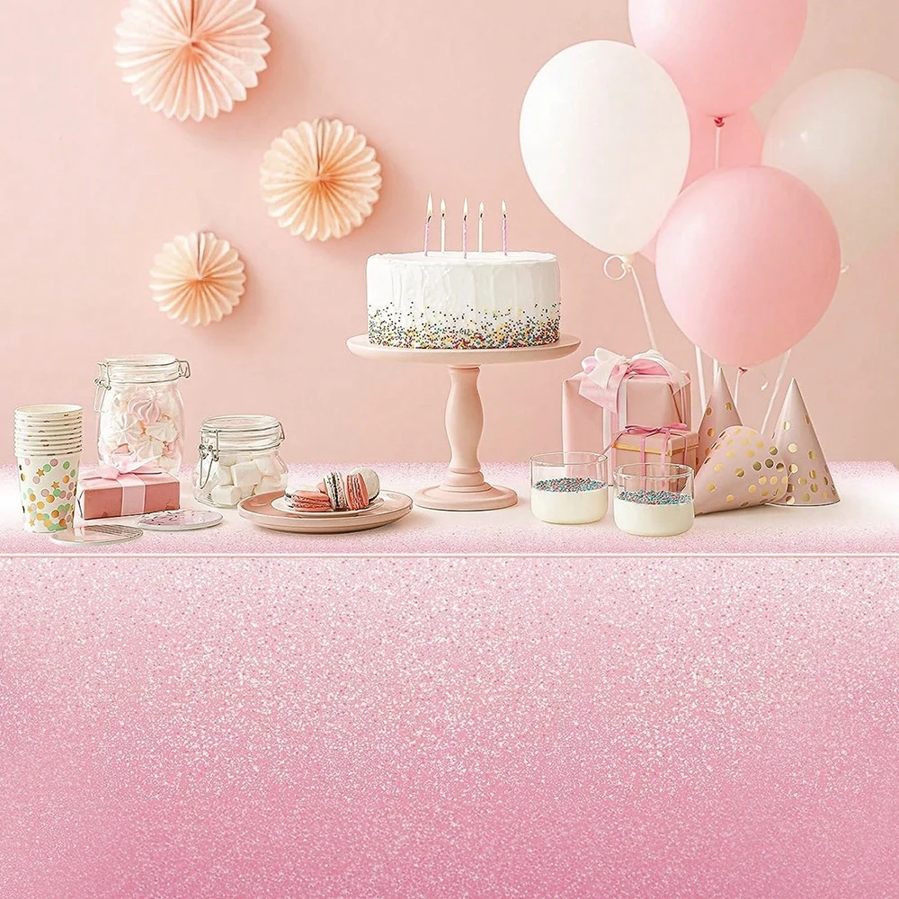 1 pack, Gradient Pastel Pink/Purple/Gold Disposable Tablecloth for Rectangular Tables - Perfect for Wedding, Birthday, and Party