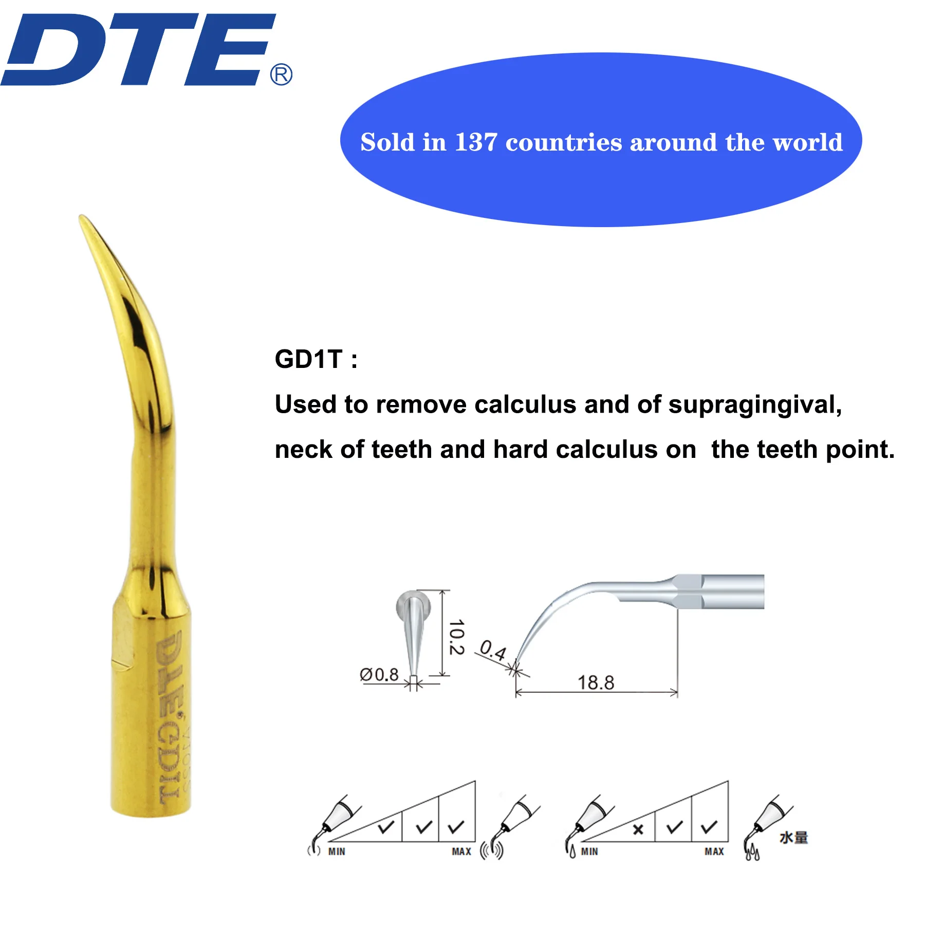 Original specht dte dental ultraschall scaler spitzen endo satalec golden gd1t fit nsk satelec scaler handstück zahnarzt werkzeug