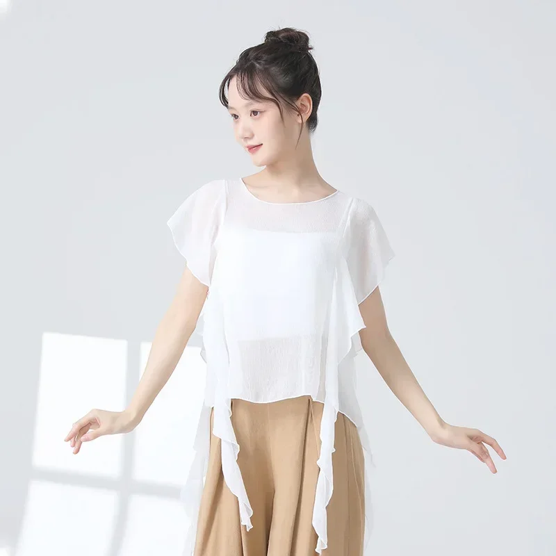 Modern dance clothes, loose summer adult classical dance body rhyme elegant gauze clothes, Chinese dance body training clothes