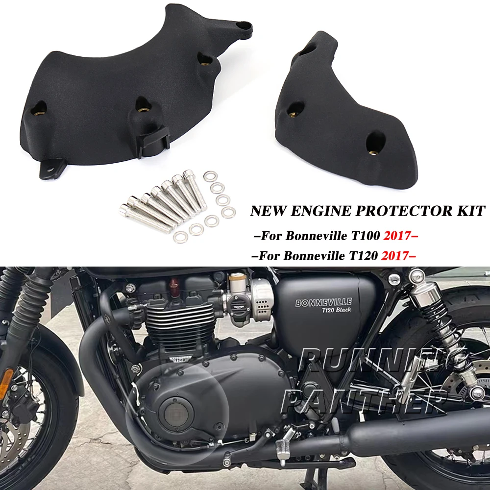 New For Bonneville T100 Black T120 Engine Guard Protector Crash Pads Sliders Falling Protection Accessories Thruxton RS / 1200