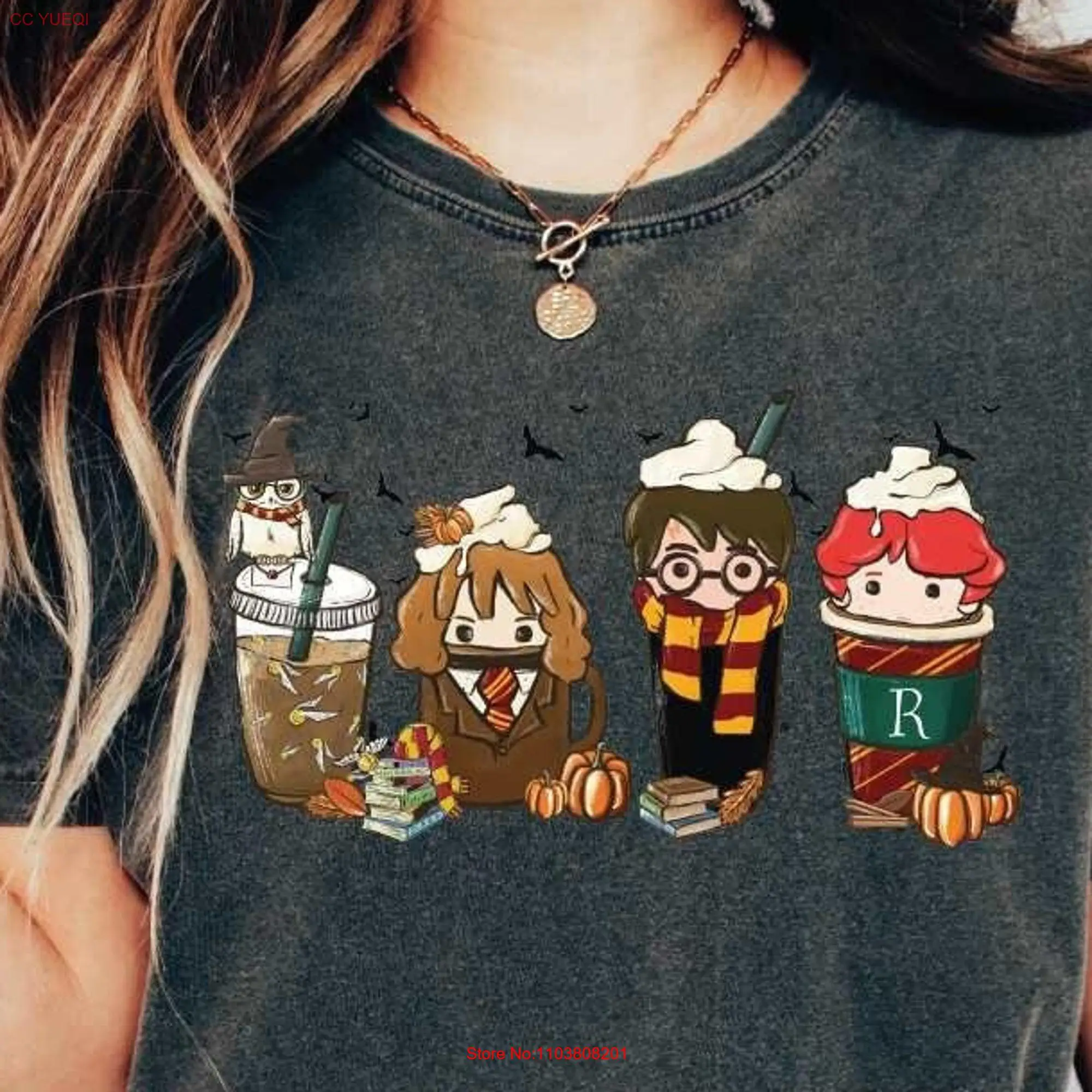 T-Shirt caffè autunno mago Latte Pumpkin Spice ROM254 maniche lunghe o corte