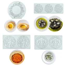 Round Floral Wreath Sugar Flipping Lace Pad Hollowed Out Chocolate Molecular Cuisine Printing Silicone Mold Cake Decoration Tool