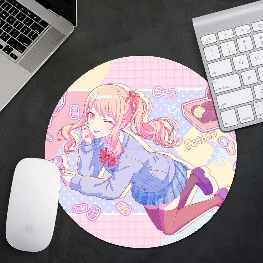 XXS Anime Girl HD Deskmat PJSK Project Sekai Colorful Stage Nightcord Round Mousepad 22×22 Gaming Non-slip Keyboard Protect Mat