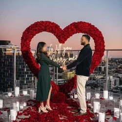 Red Luxury 5D Heart-Shaped Floral Arrangement With Frame Wedding Backdrop Decor Flower Stand Party Arch Prop Stage Flowers Shelf