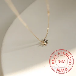 925 Sterling Silver Classic Daisy Flower Choker Necklace Pendant for Women 14K Gold Plated Necklaces Wedding Party Jewelry Gift