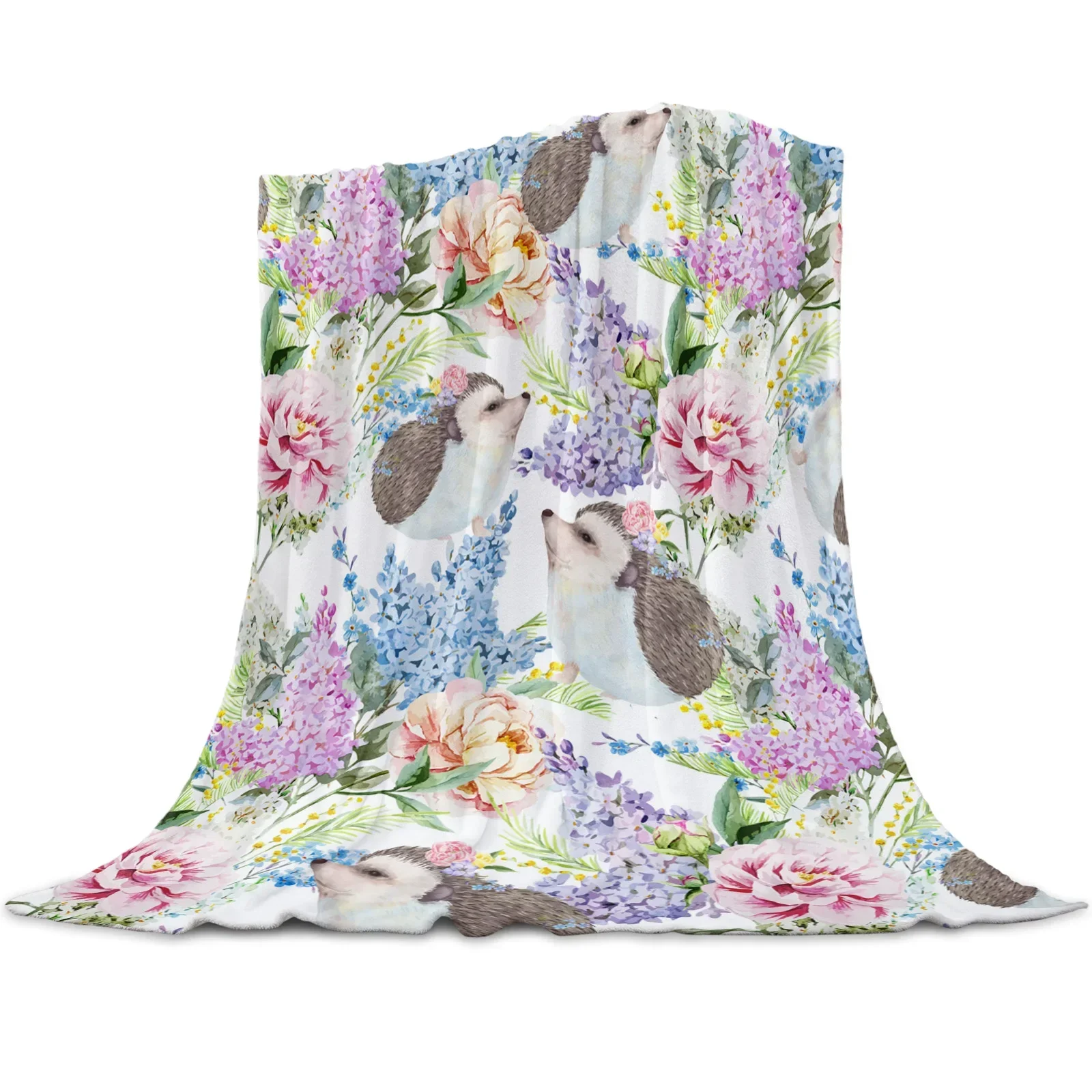 

3d Printed Blanket Hand Drawn Hedgehog Cartoon Animal Bed Cover Coverlet Blankets for Children Birthday Christmas Gift