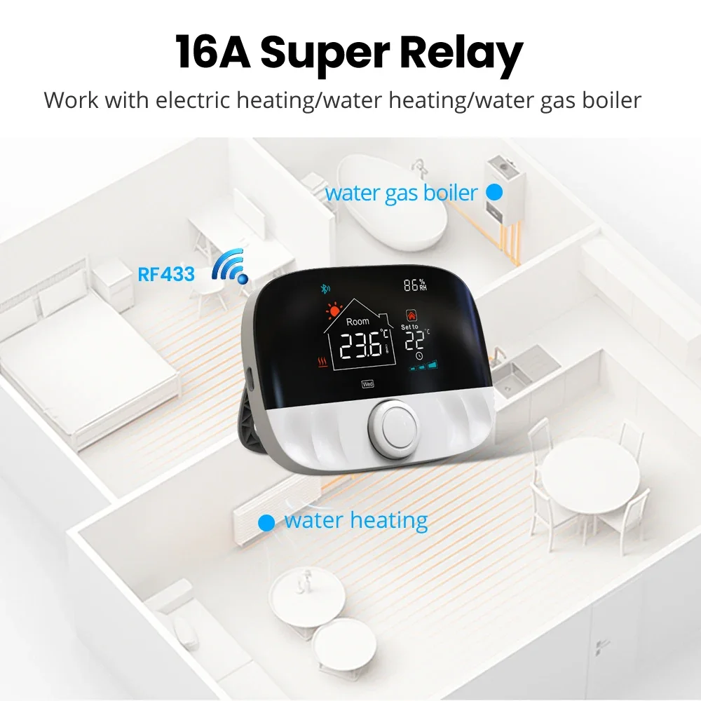 MIUCDA Tuya Smart Home WiFi Thermostat,RF433 Wireless Floor Heating Water Gas Boiler Smart Living Temperature Controller