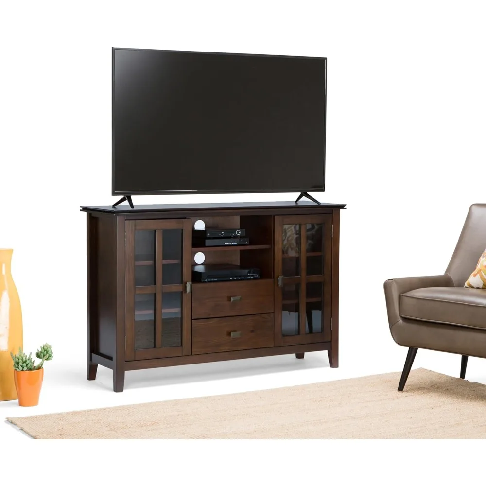 Universal TV Stand, 53 inch Wide, Contemporary, Living Room Entertainment Center, Storage Shelves and Cabinets