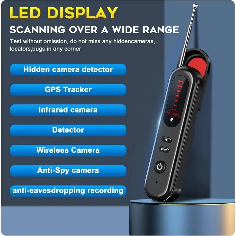 Hidden Camera Detector 2026 Portable Camera Finder, GPS Tracker Detector, RF Wireless Signal Scanner for Office, Hotels, Cars view 3