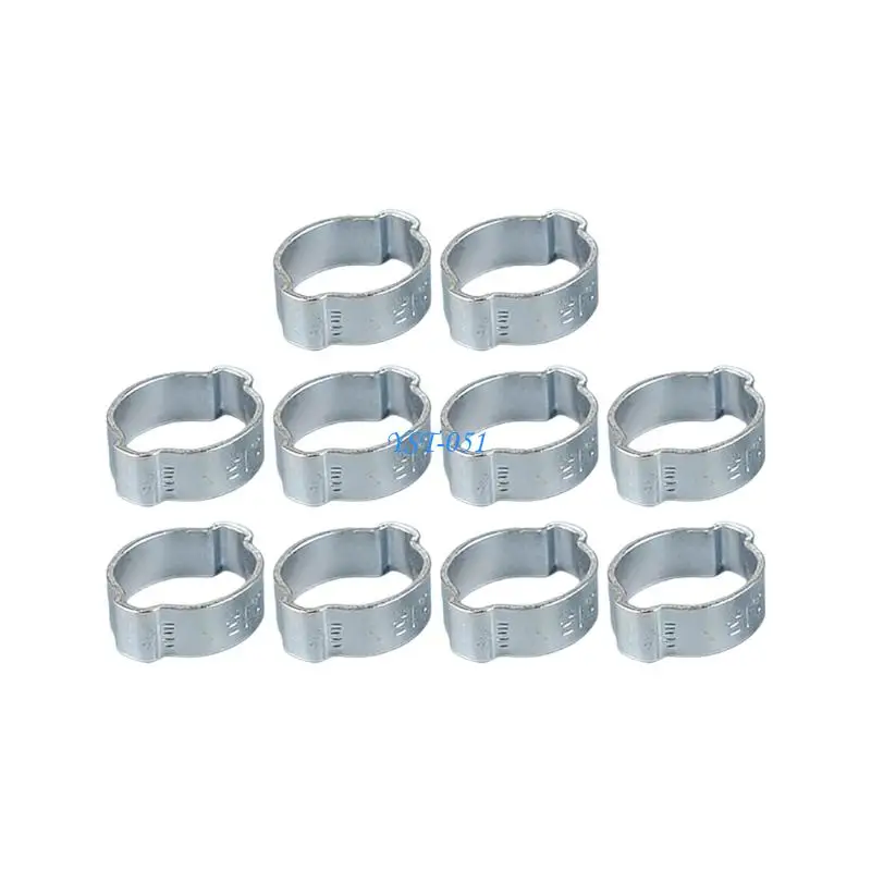 E15A Pack Of 10 Steel 304 Double Ear Hose Clamps for Pipe & Tube Fixing