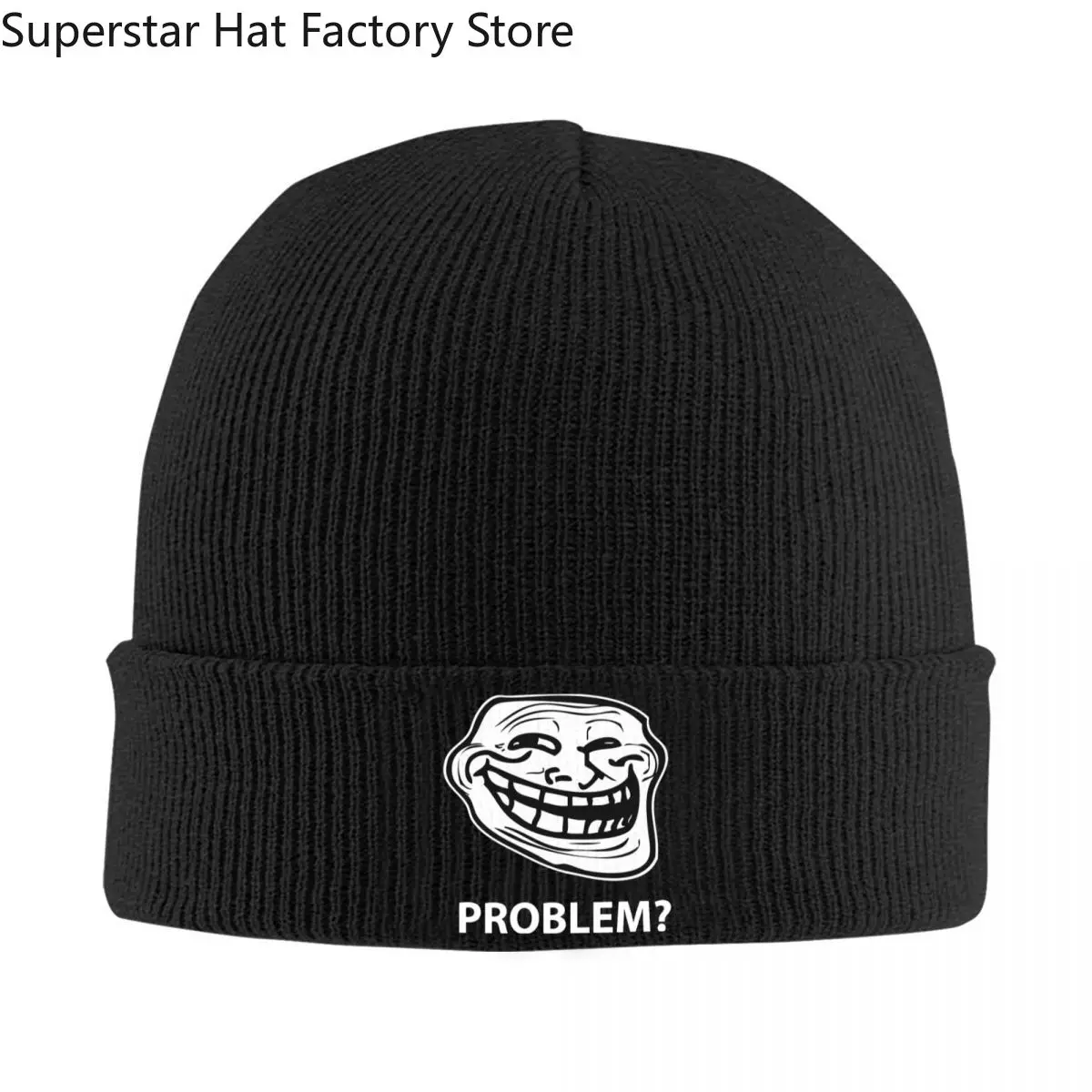 Trollface Meme Rage Comic Funny Troll Joke Internet Hats Autumn Winter Beanies Warm Cap Unisex Knitted Hat