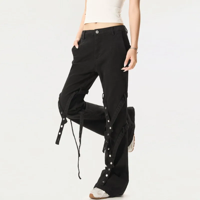 OR FL Three Dimensional Binding Strap Design Sense Micro 97 Cotton Women Cargo Trousers Trendy Brand Vibe Slacks Y2k Pants