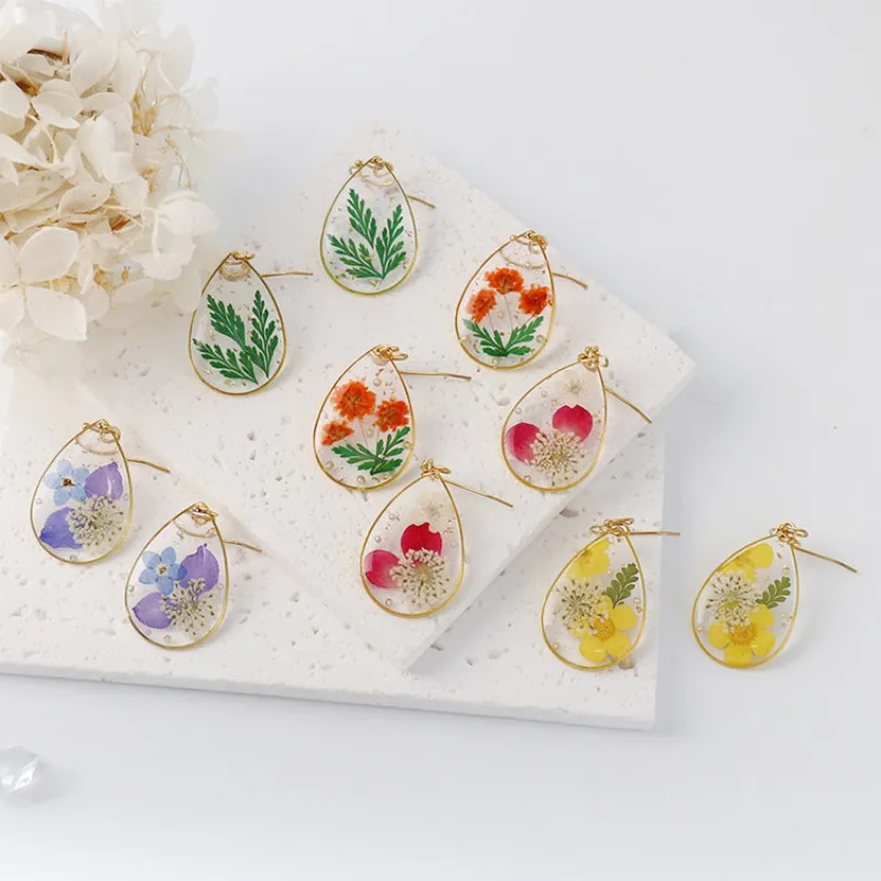 Pressed Flower Geometric Earrings Epoxy Resin Jewelry For Women 24