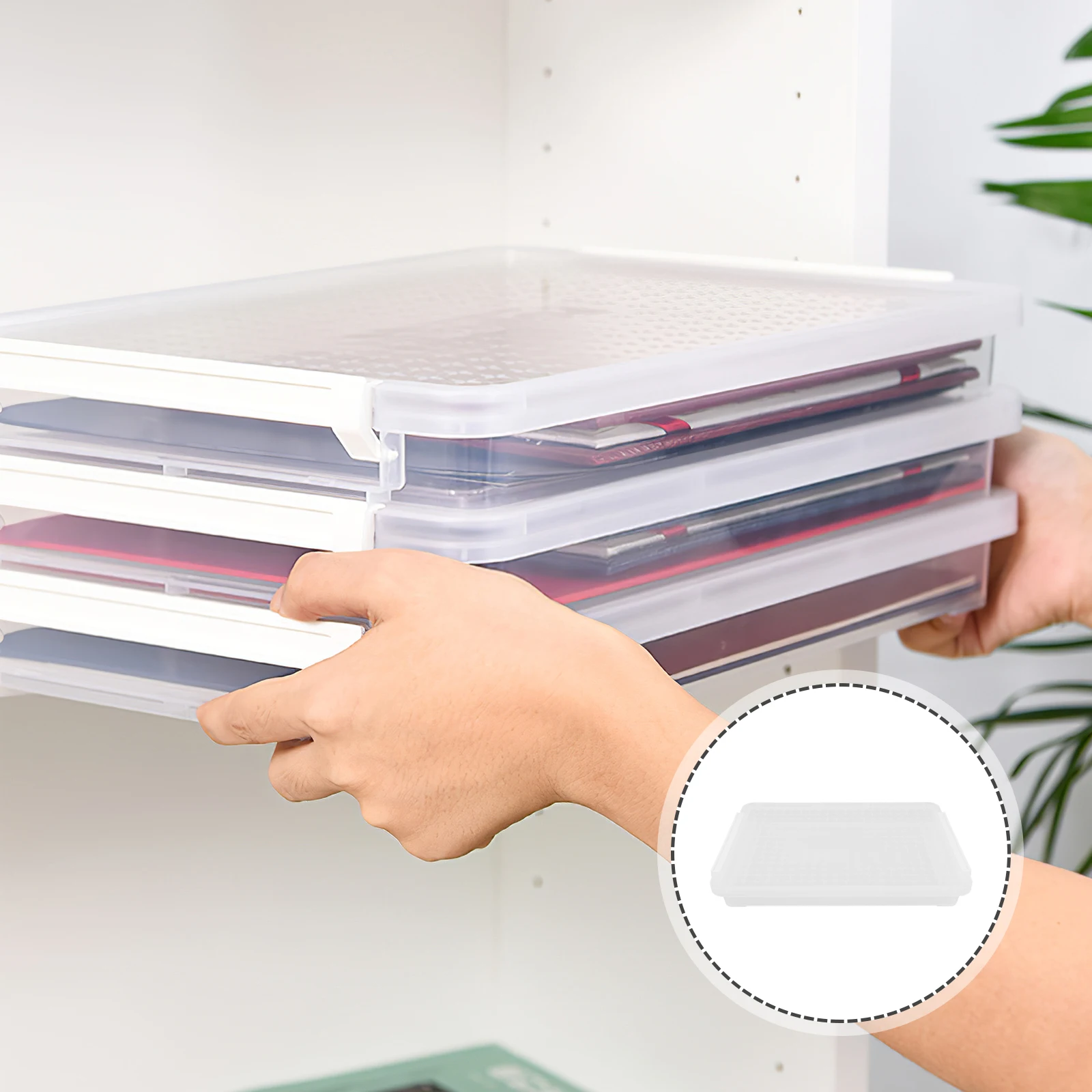 

Sealed Box Plastic Document Paper Organizer Storage Holder With Lid For Office School Anti-Wear Stackable Transparent Desktop