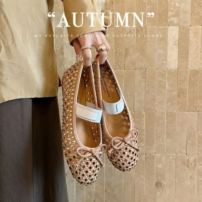 2026 new spring summer women sandals natural leather 22-25cm weave microfiber+sheepskin round toe buckle women mary janes shoes