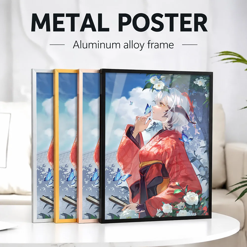 Final Fantasy XIV Au Ra Framed Aluminum Metal Poster Customized Photo Dark Medieval Style Wall Art For Home Office Player Gift